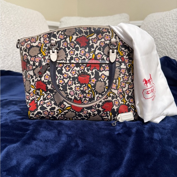 Coach Handbags - Coach Floral Prairie Satchel 2016 Chalk/Light Pebbled Leather Dust Bag & Tag